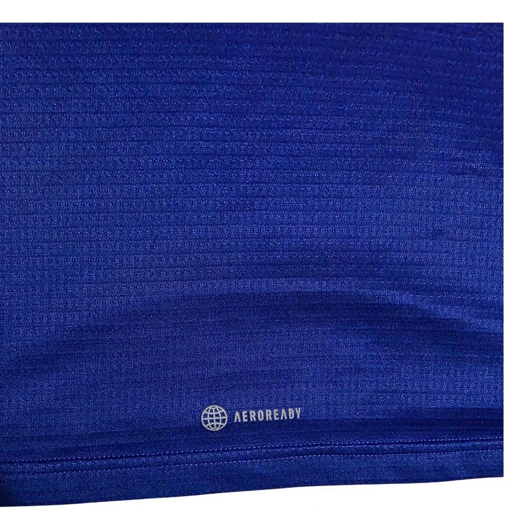 Adidas Mens Aeroready Running T-Shirt Blue Reflective 3-Stripes size Large
